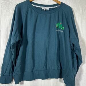 Ori 2 2X Sweatshirt Teal Cactus Lookin Sharp Embroidered Japan